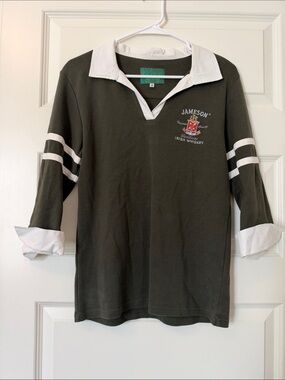 Vintage Jameson Olive Rugby Polo with White Trim